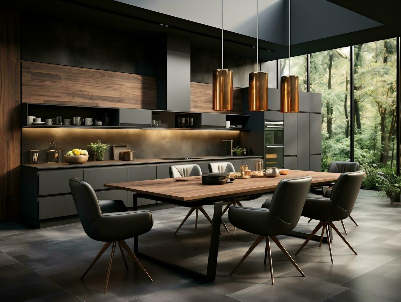 Kitchen with wood accents
